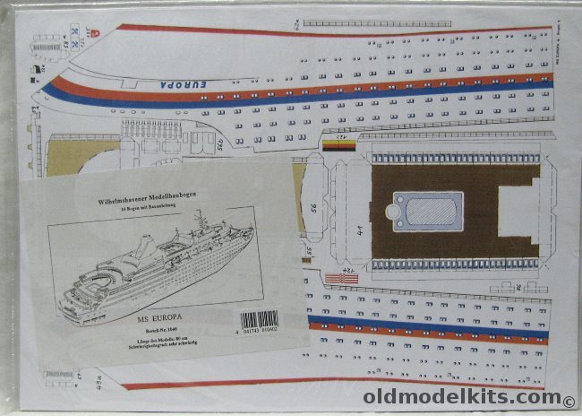 Wilhelmshaven 1/250 MS Europa (1980) Cruise Ship - Cardstock Model, 1040 plastic model kit